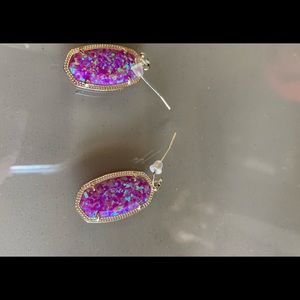 Kendra Scott Fuschia Kyocera Opal Earrings.  EUC.  Gold Metal.  No chips.